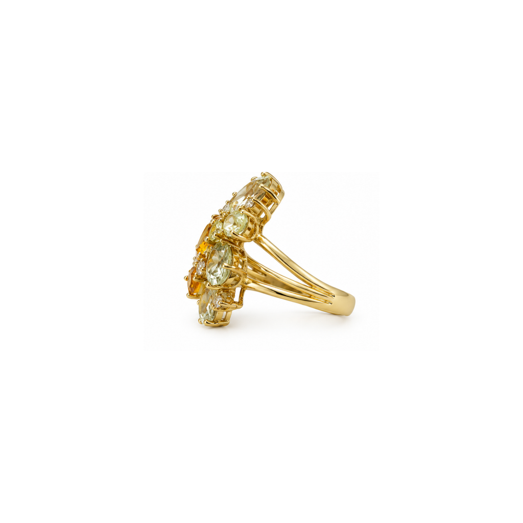 14K Yellow Gold Multi-Stone & Diamond Statement Ring