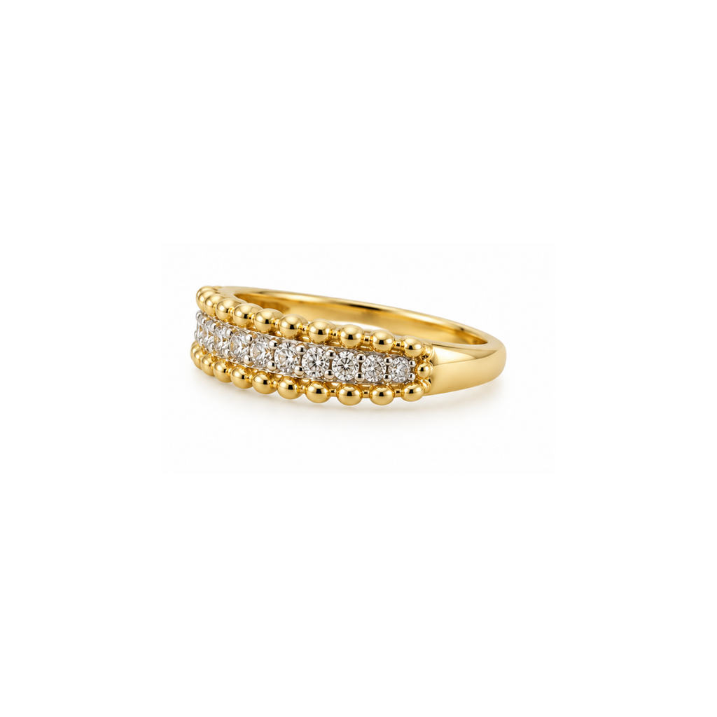 14K Yellow Gold Diamond Band Ring