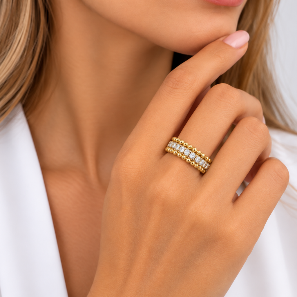 14K Yellow Gold Diamond Band Ring
