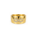 14K Yellow Gold Diamond Infinity Wide Band Ring