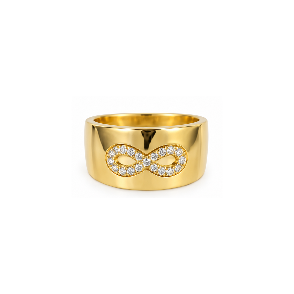 14K Yellow Gold Diamond Infinity Wide Band Ring
