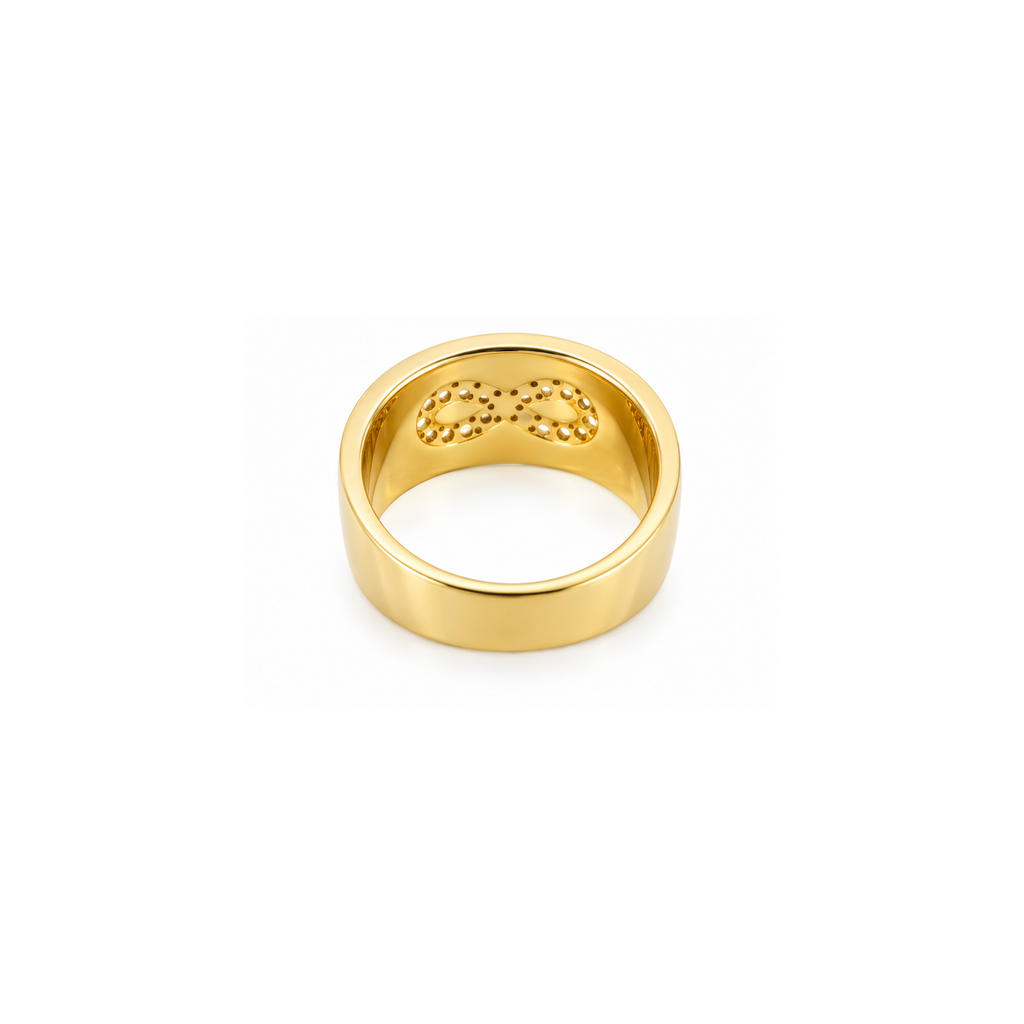 14K Yellow Gold Diamond Infinity Wide Band Ring