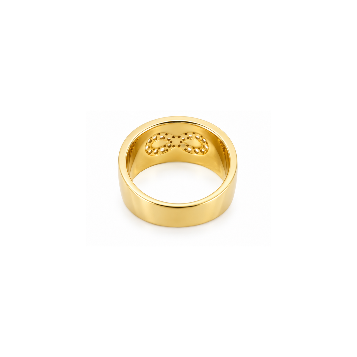 14K Yellow Gold Diamond Infinity Wide Band Ring