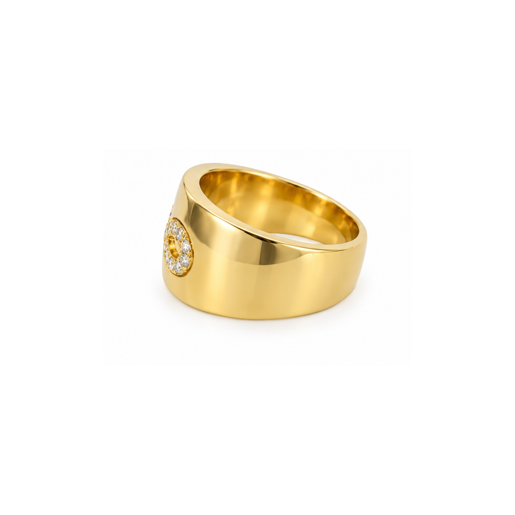 14K Yellow Gold Diamond Infinity Wide Band Ring