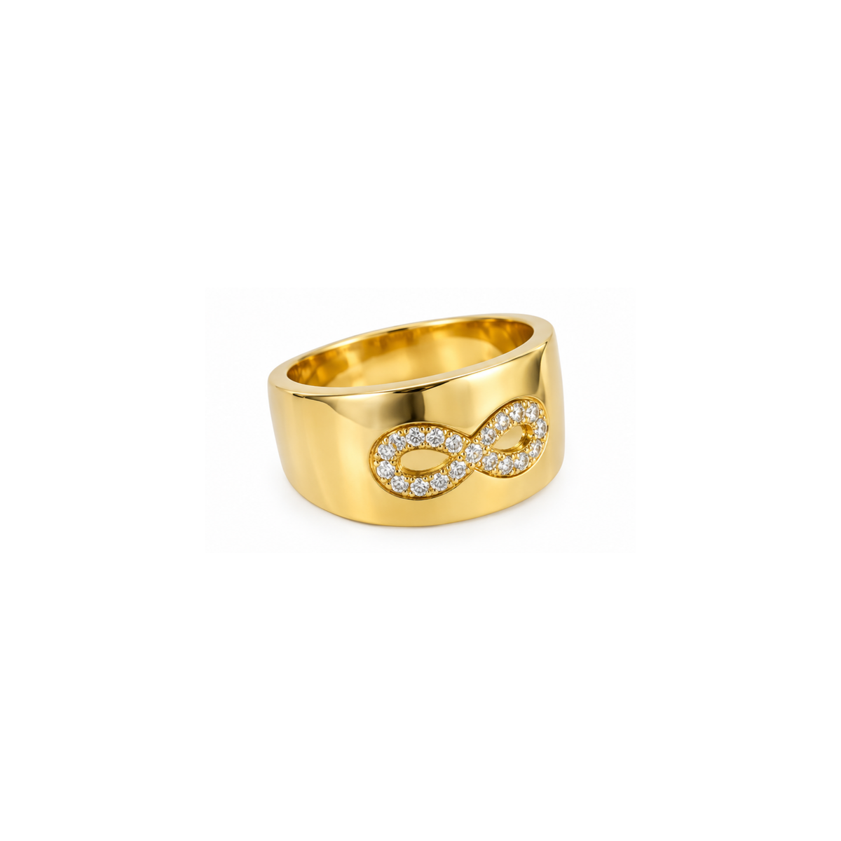 14K Yellow Gold Diamond Infinity Wide Band Ring