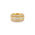 14K Yellow Gold 1.90 CT Diamond Three-Row Band Ring