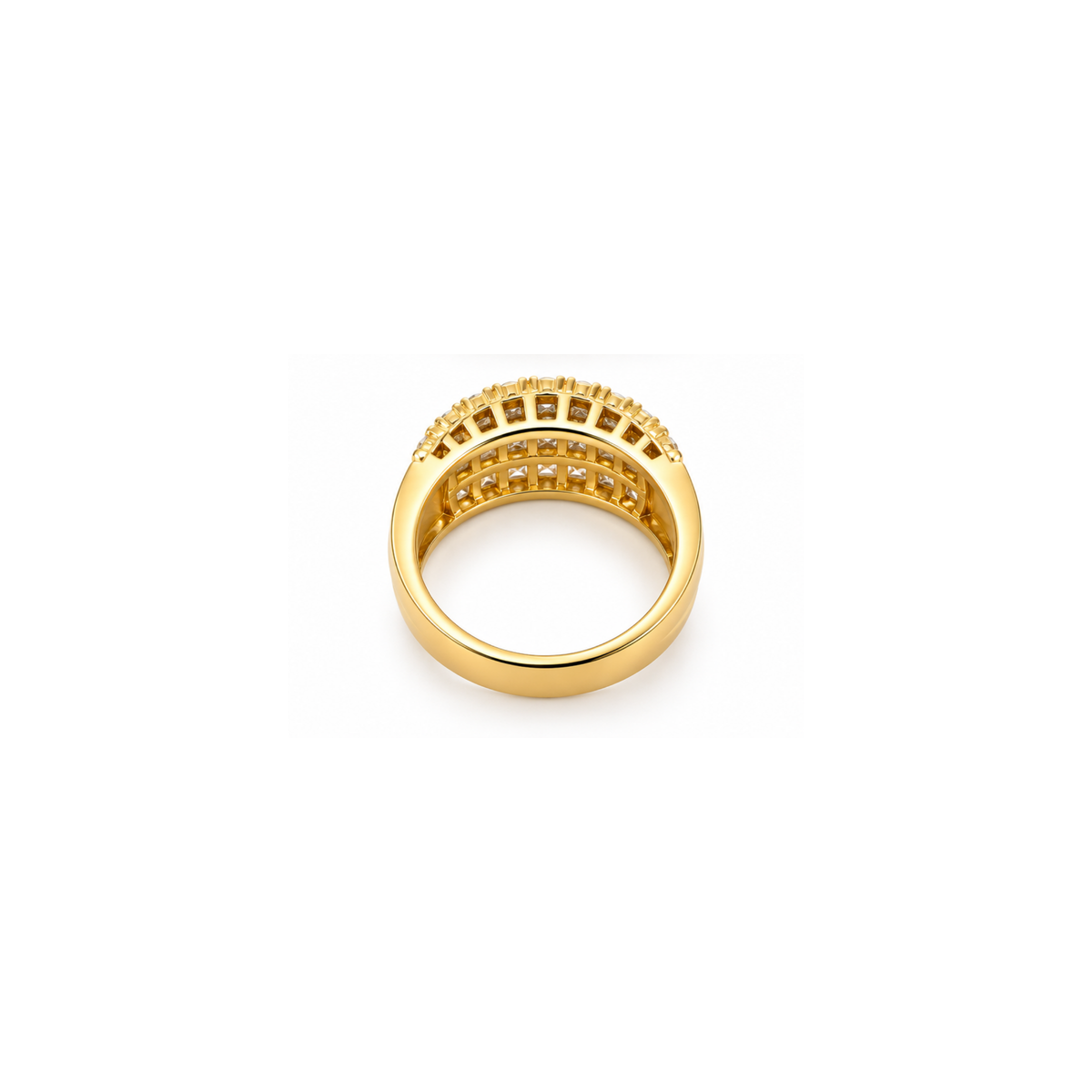14K Yellow Gold 1.90 CT Diamond Three-Row Band Ring