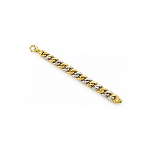14K Italian Two-Tone Yellow & White Gold Link Bracelet