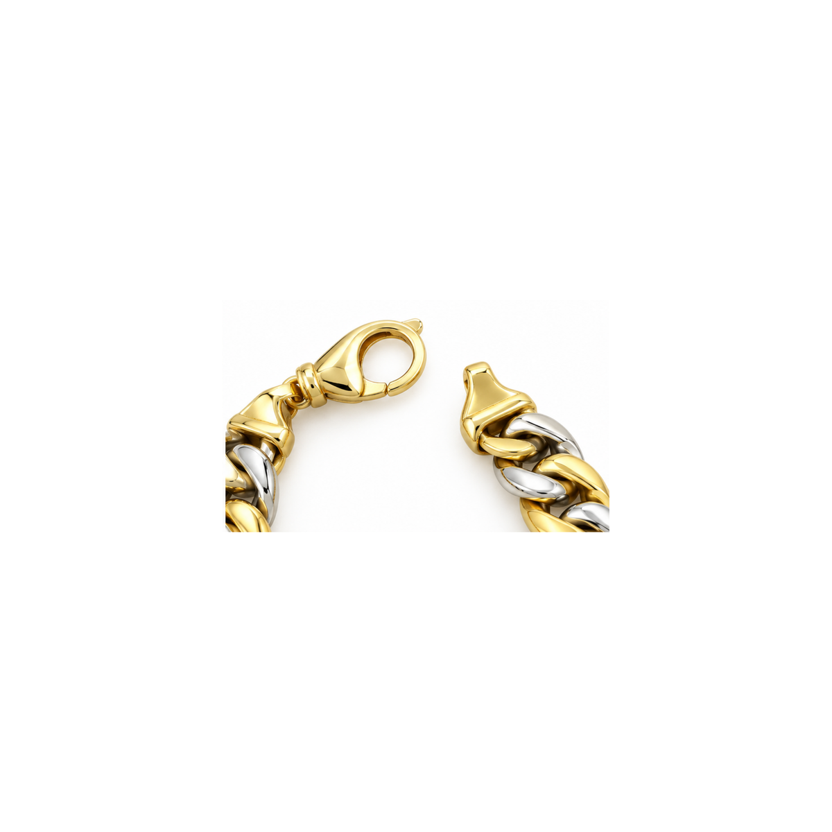 14K Italian Two-Tone Yellow & White Gold Link Bracelet