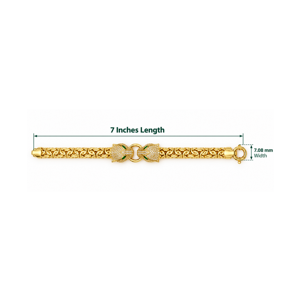 14K Yellow Gold Panther Head Bracelet with Zirconia