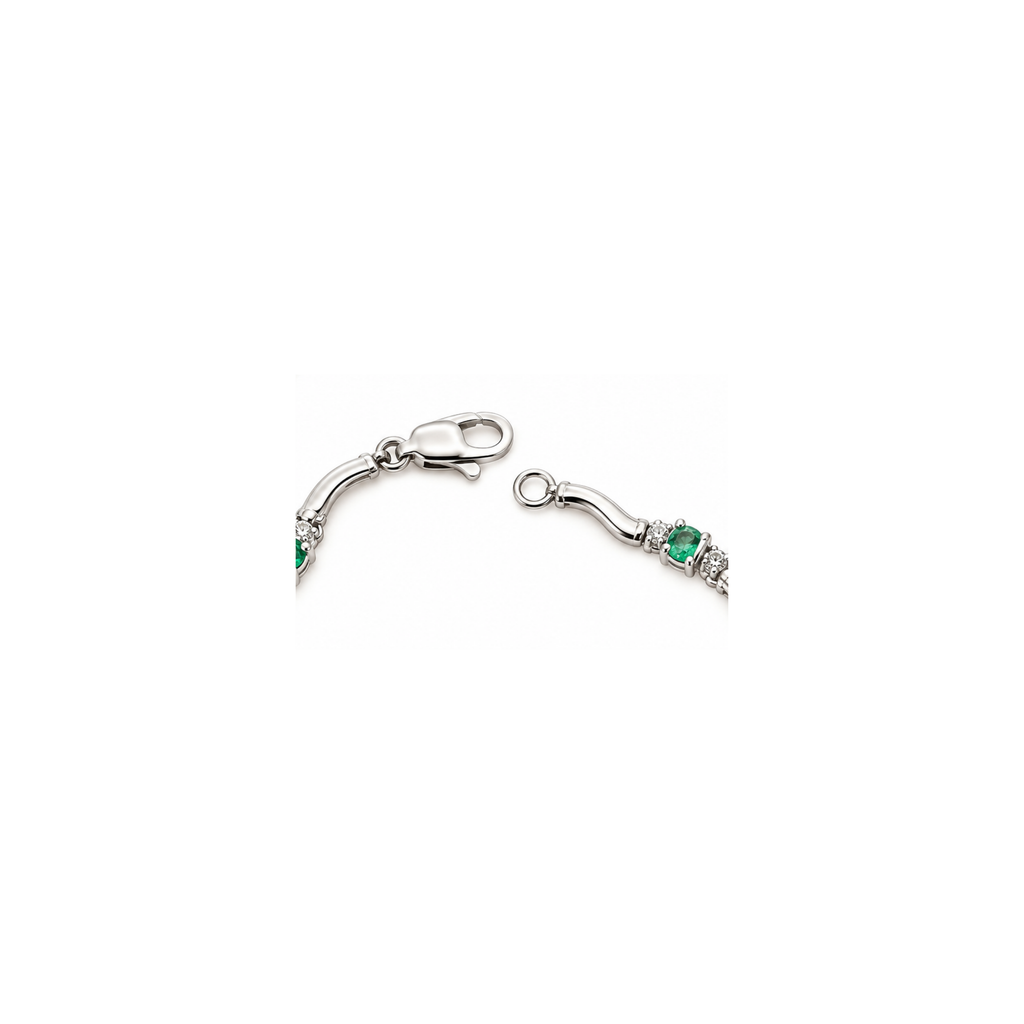 10K White Gold Emerald & Diamond Bracelet