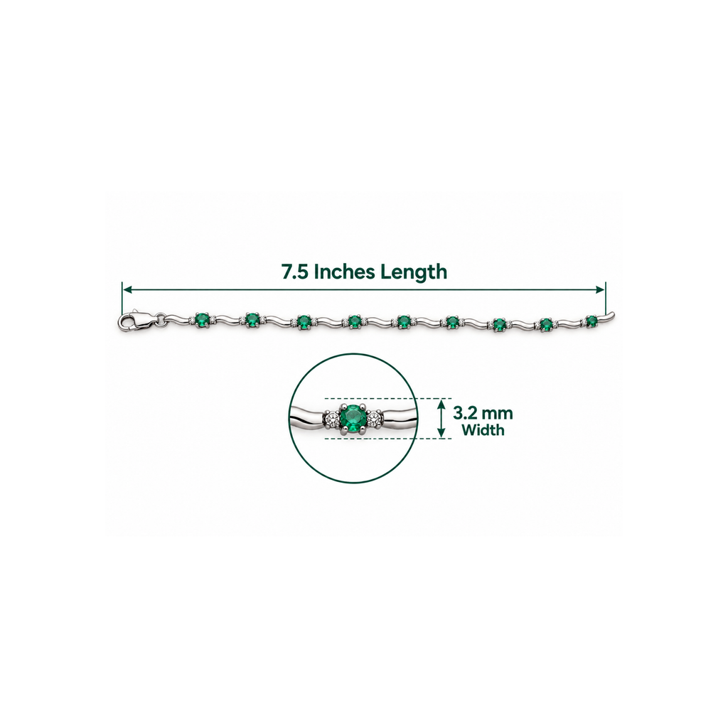 10K White Gold Emerald & Diamond Bracelet