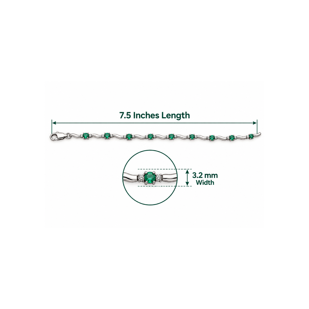 10K White Gold Emerald & Diamond Bracelet