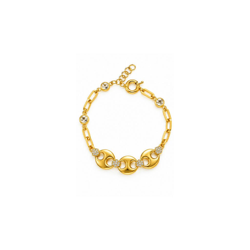 14K Yellow Gold Zirconia Bracelet