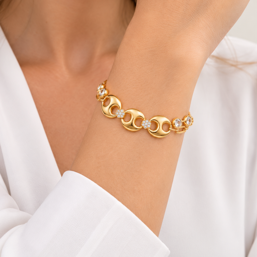 14K Yellow Gold Zirconia Bracelet
