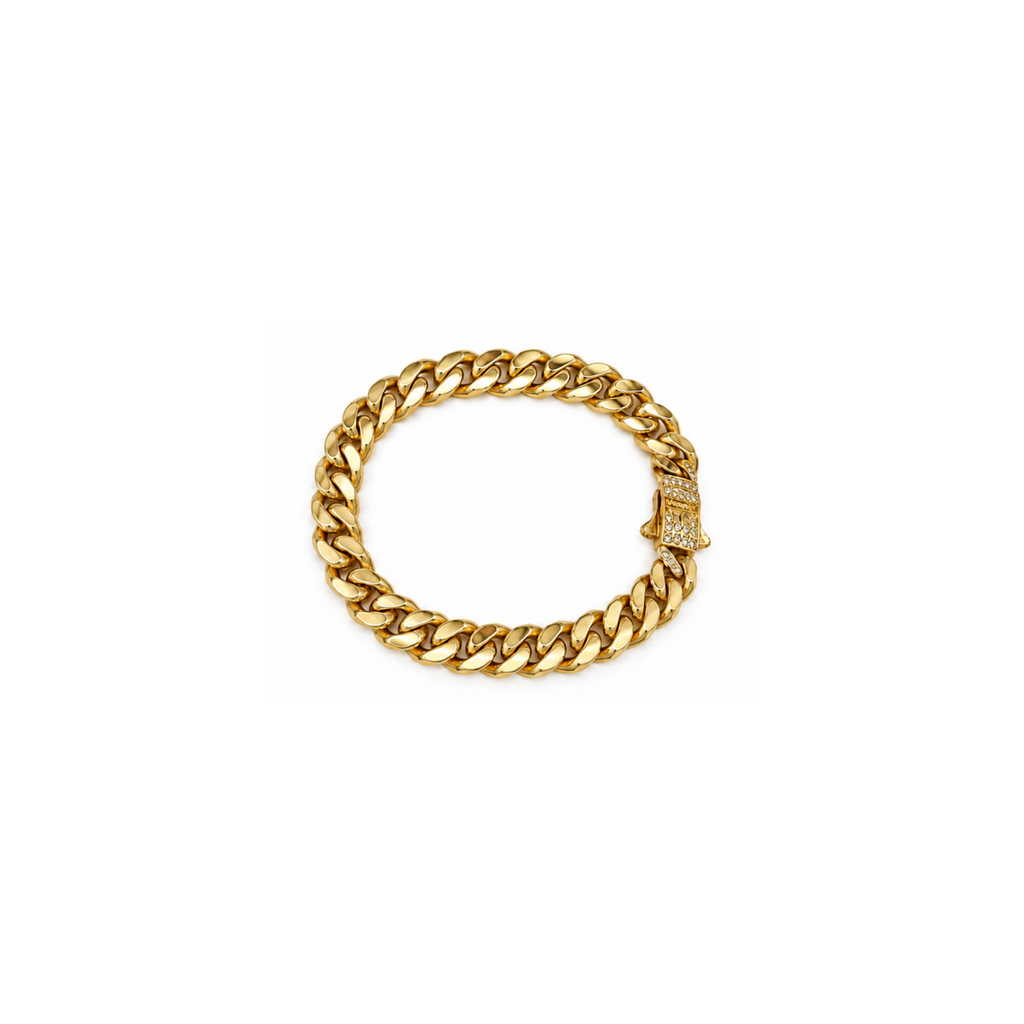 14K Gold Cuban Link Bracelet – Diamond Clasp