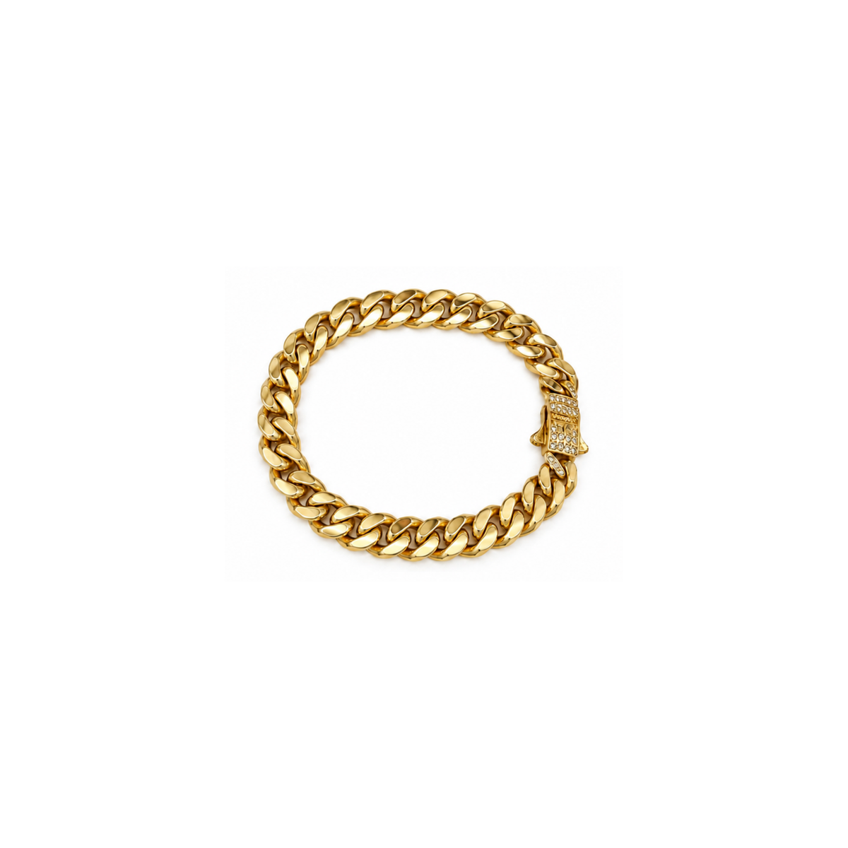 14K Gold Cuban Link Bracelet – Diamond Clasp