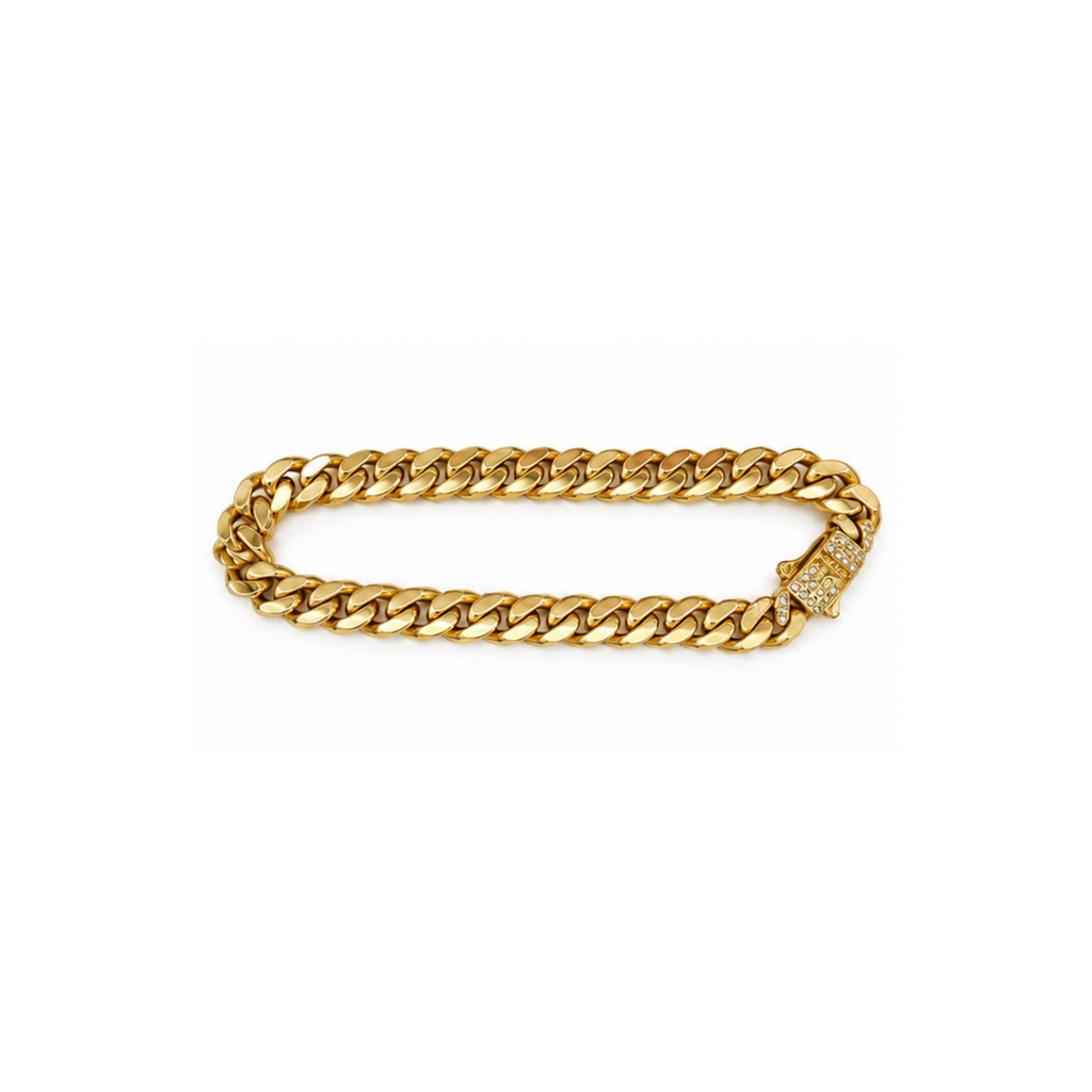 14K Gold Cuban Link Bracelet – Diamond Clasp