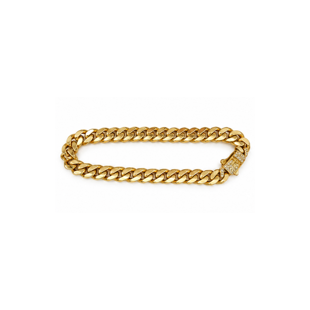 14K Gold Cuban Link Bracelet – Diamond Clasp