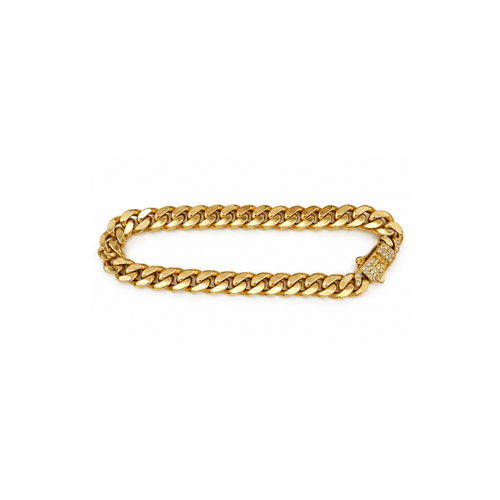 14K Gold Cuban Link Bracelet – Diamond Clasp