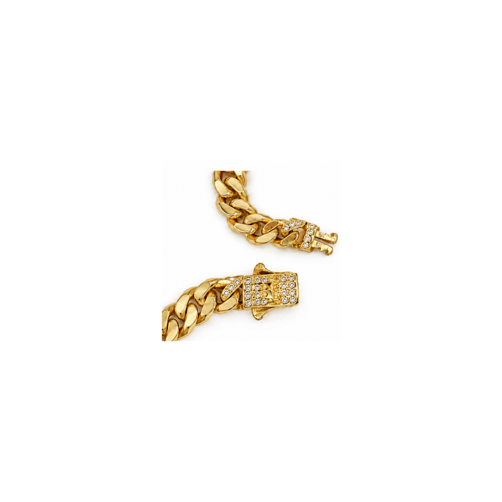 14K Gold Cuban Link Bracelet – Diamond Clasp