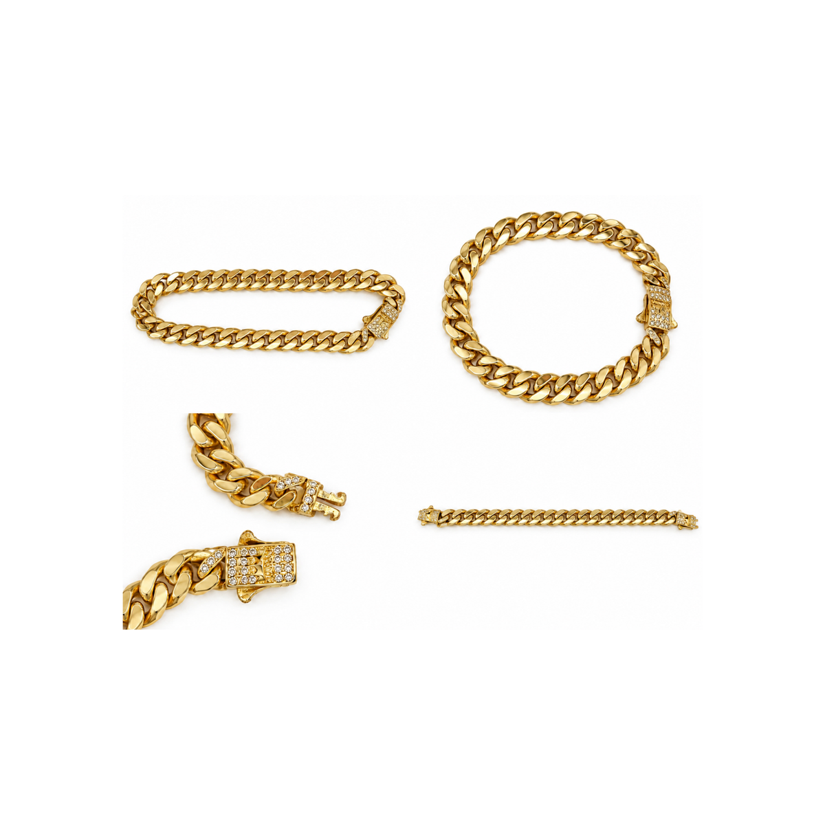 14K Gold Cuban Link Bracelet – Diamond Clasp