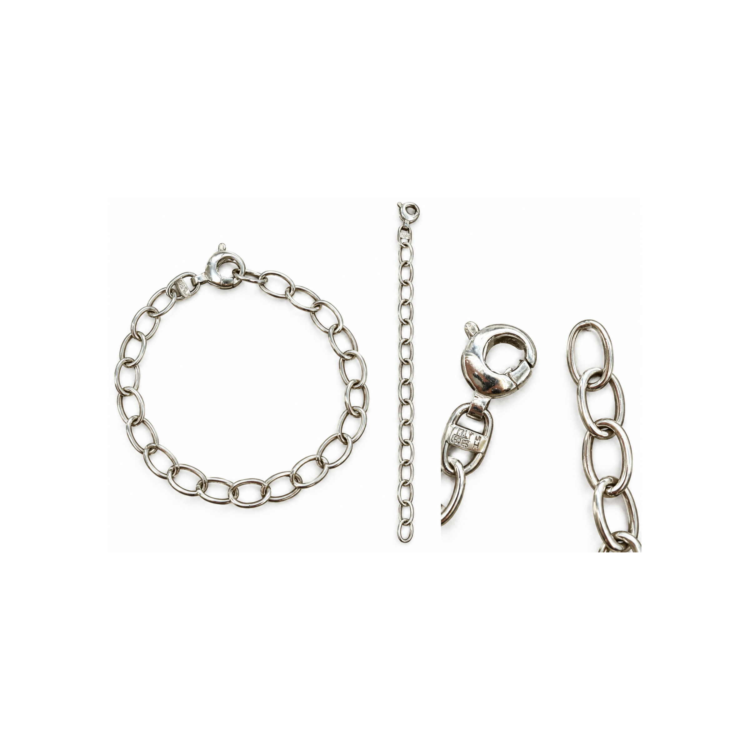 14K White Gold Oval Link Bracelet
