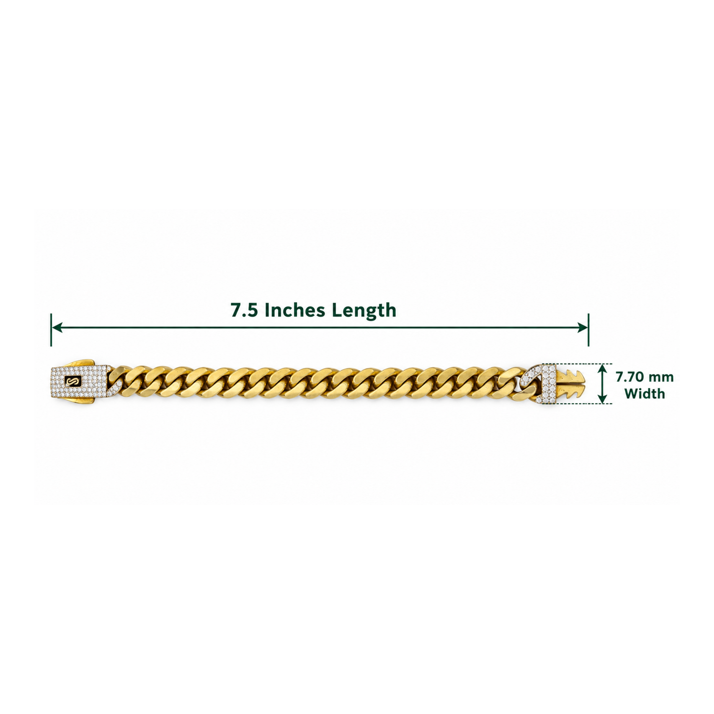 10K Gold Cuban Link Bracelet with Pavé Clasp