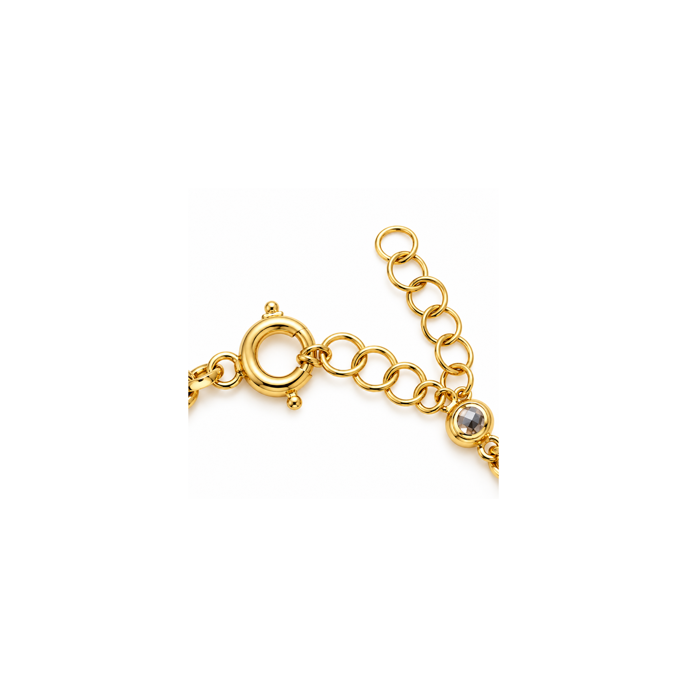14K Yellow Gold Bracelet with Faceted Bezel-Set Accents