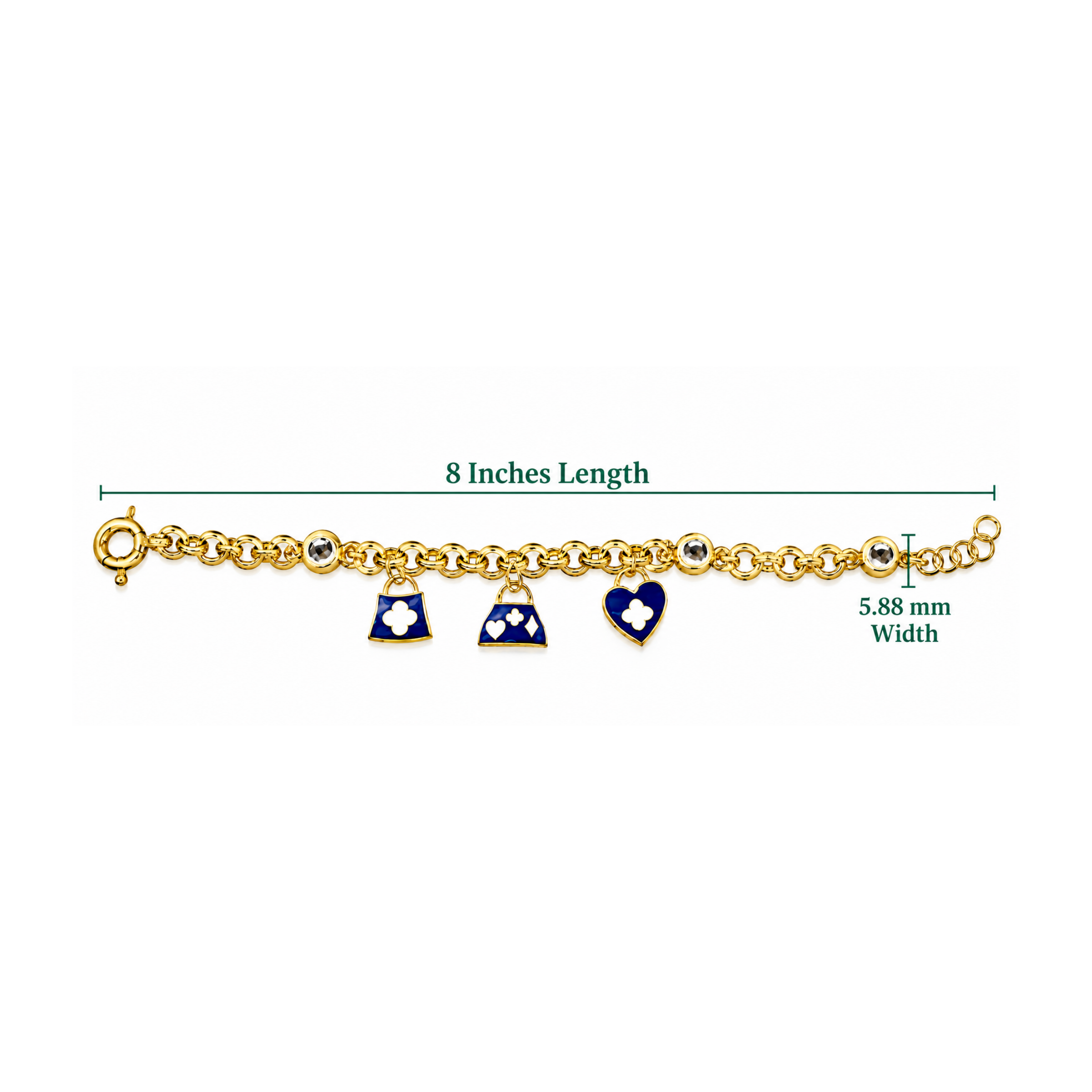 14K Yellow Gold Bracelet with Faceted Bezel-Set Accents