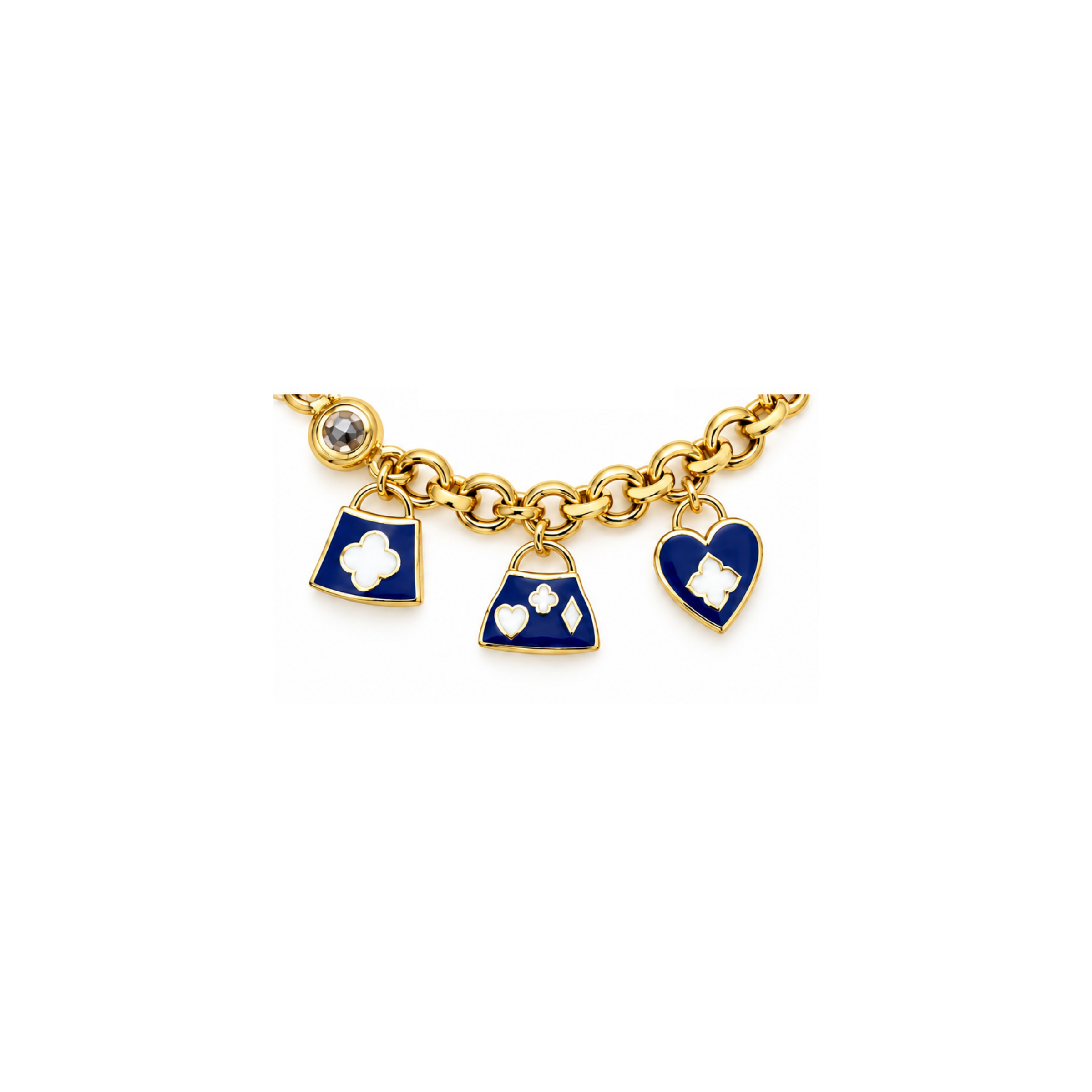14K Yellow Gold Bracelet with Faceted Bezel-Set Accents