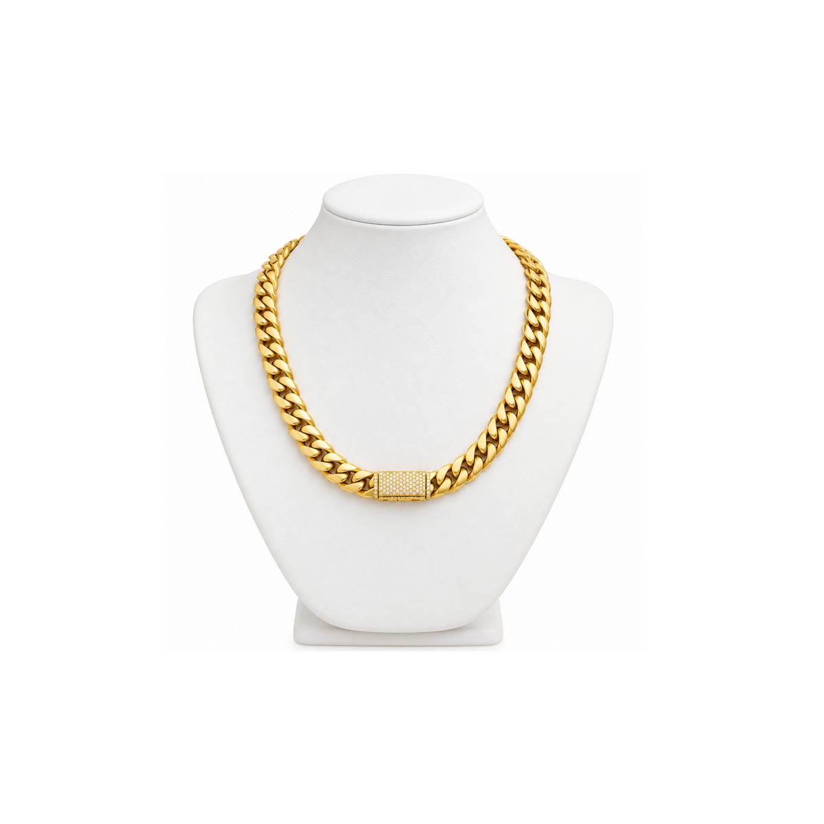 10K Yellow Gold Diamond Cuban Link Chain – 18