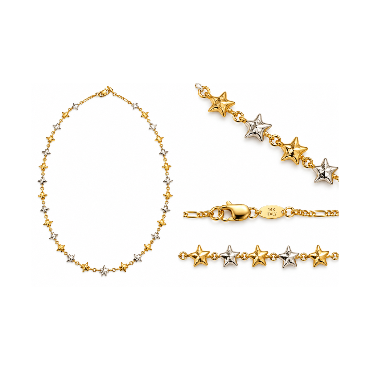 14K Two-Tone Gold Star Necklace