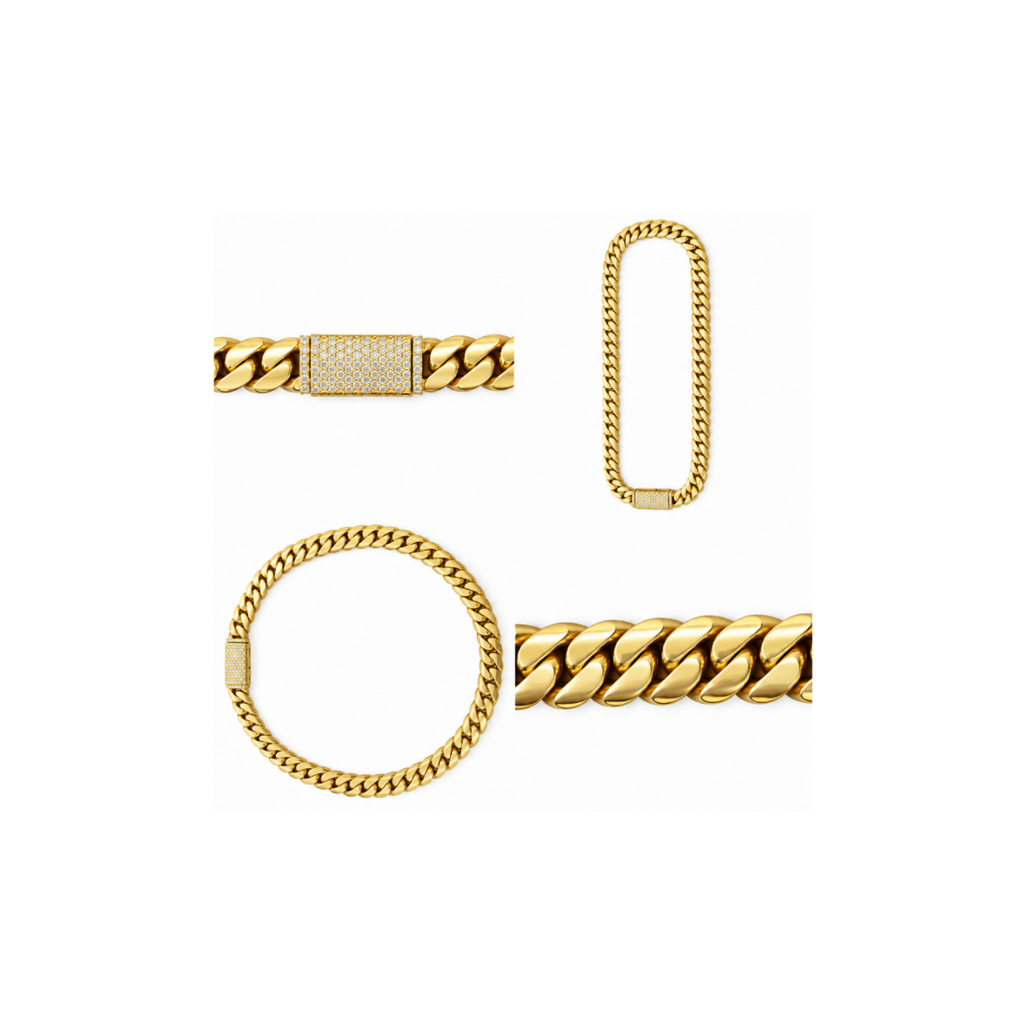 10K Yellow Gold Diamond Cuban Link Chain – 18