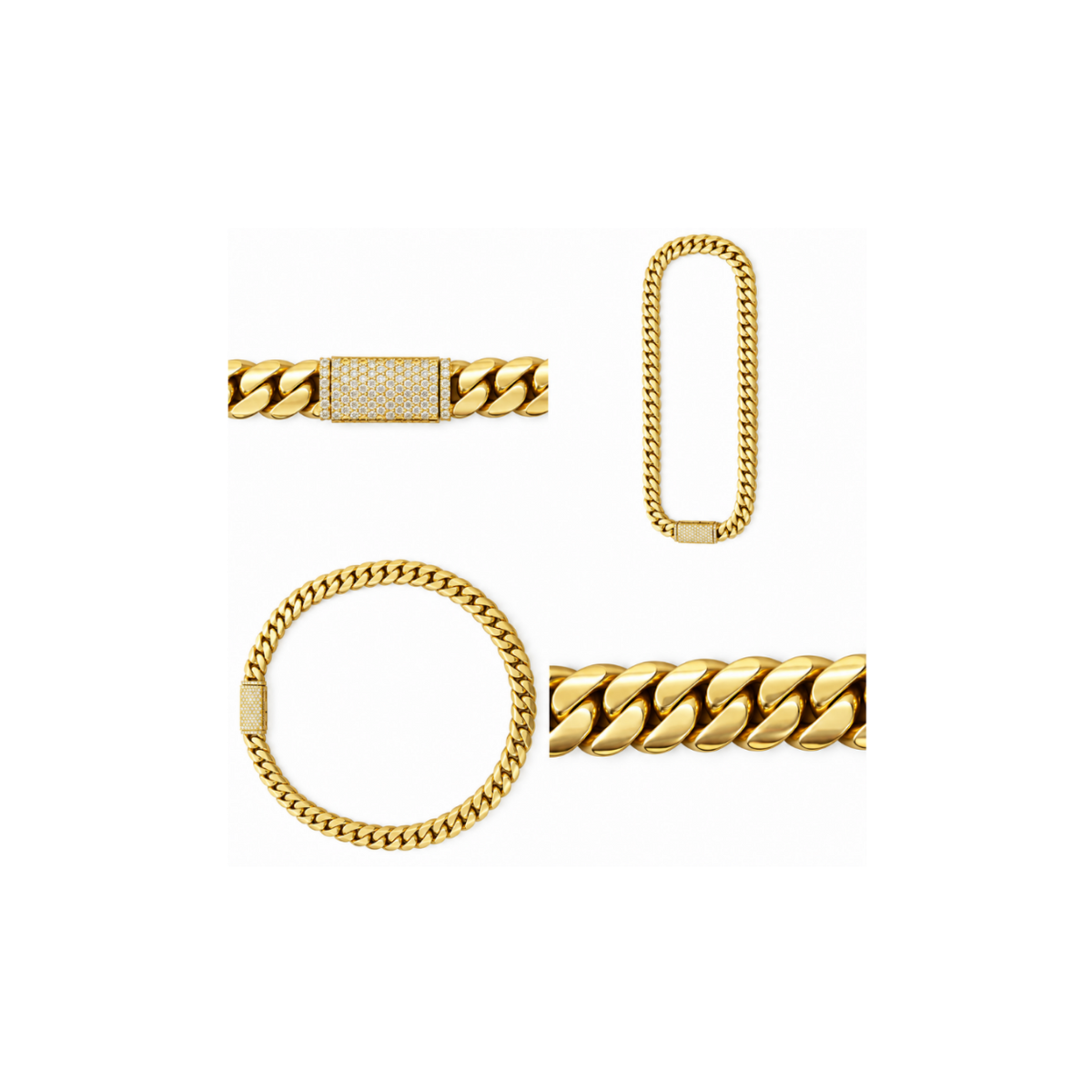 10K Yellow Gold Diamond Cuban Link Chain – 18