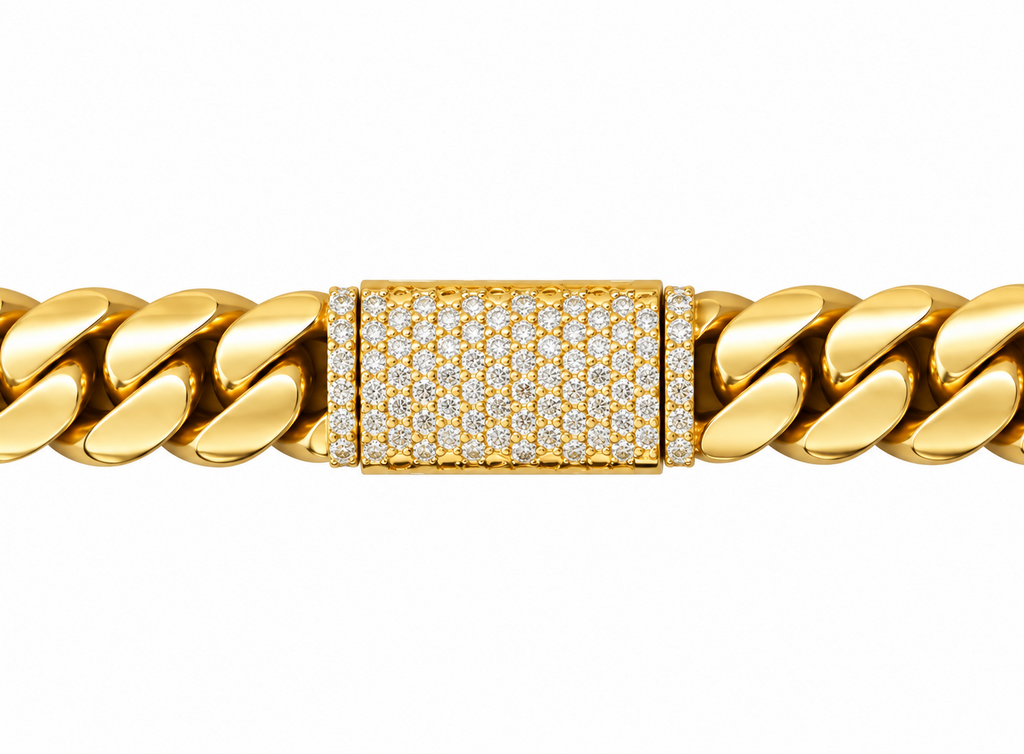 10K Yellow Gold Diamond Cuban Link Chain – 18