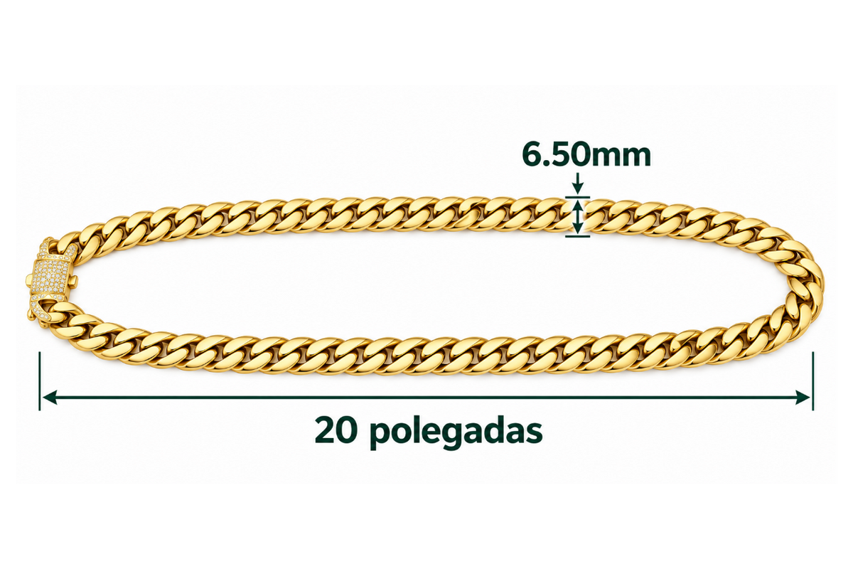 14K Yellow Gold Cuban Link Chain with Zirconia Clasp – 20