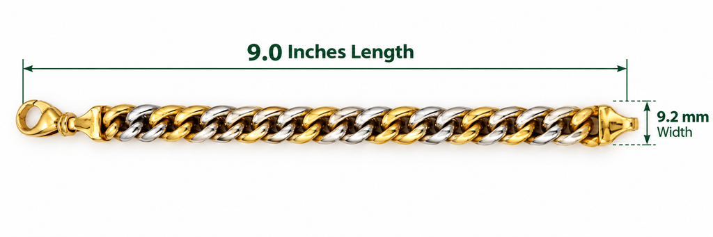 14K Italian Two-Tone Yellow & White Gold Link Bracelet