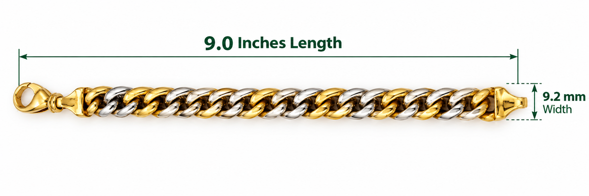 14K Italian Two-Tone Yellow & White Gold Link Bracelet
